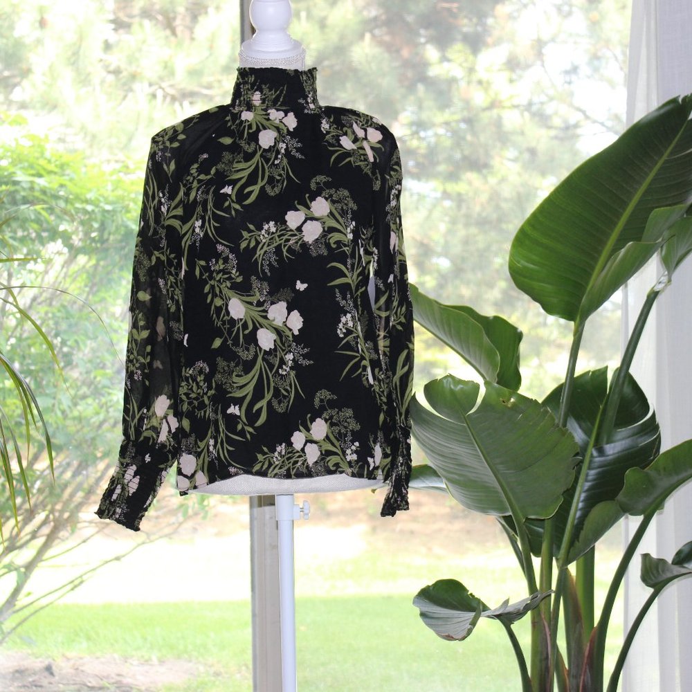 Reformation Francois Floral Turtleneck Top